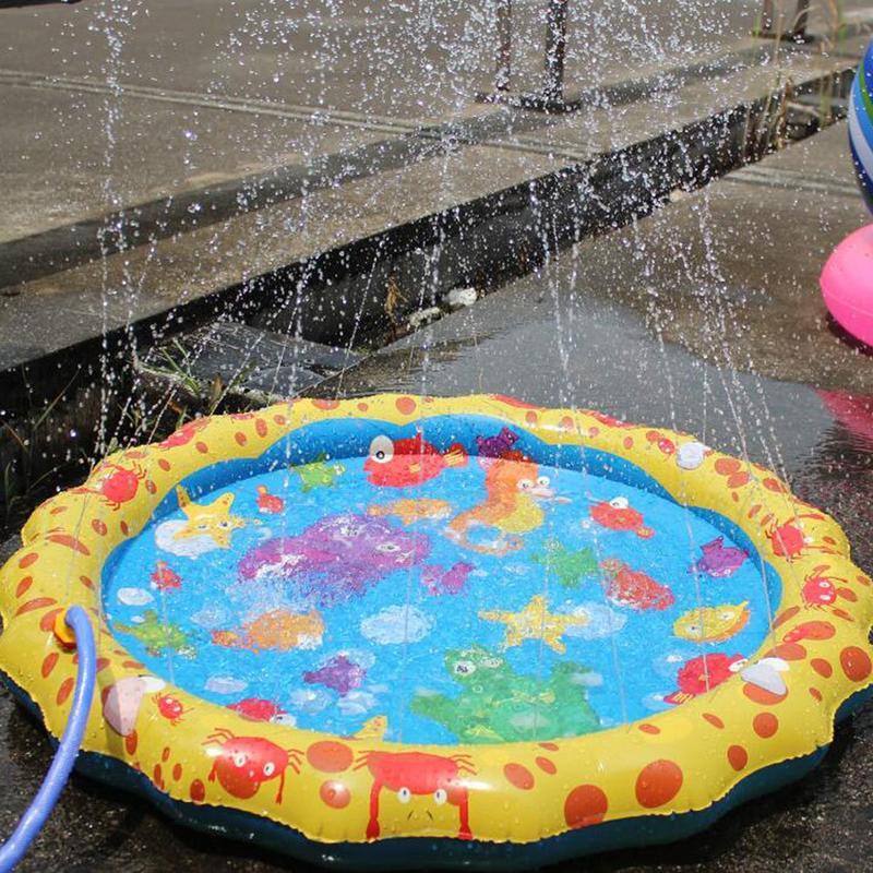 39 Inch Splash Pad for Kids Toddlers  Water Sprinkler Pad and Splash Play Mat Toys