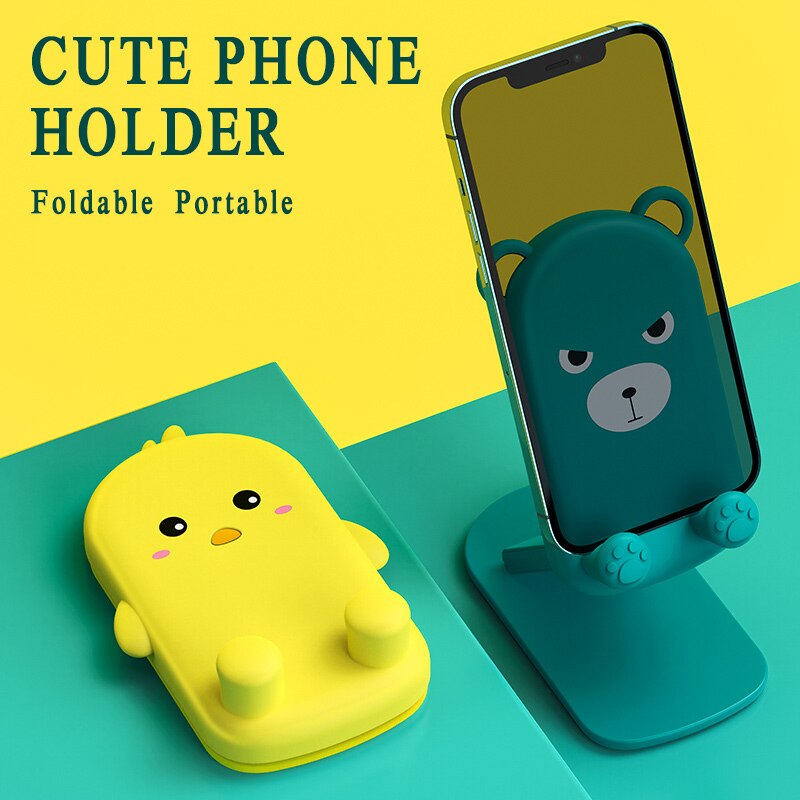 Cute Foldable 3D Cartoon Phone Holder for iPhone 12 X iPad Samsung Huawei XiaoMi Universal Desk Portable Lazy Mobile Phone Stand.