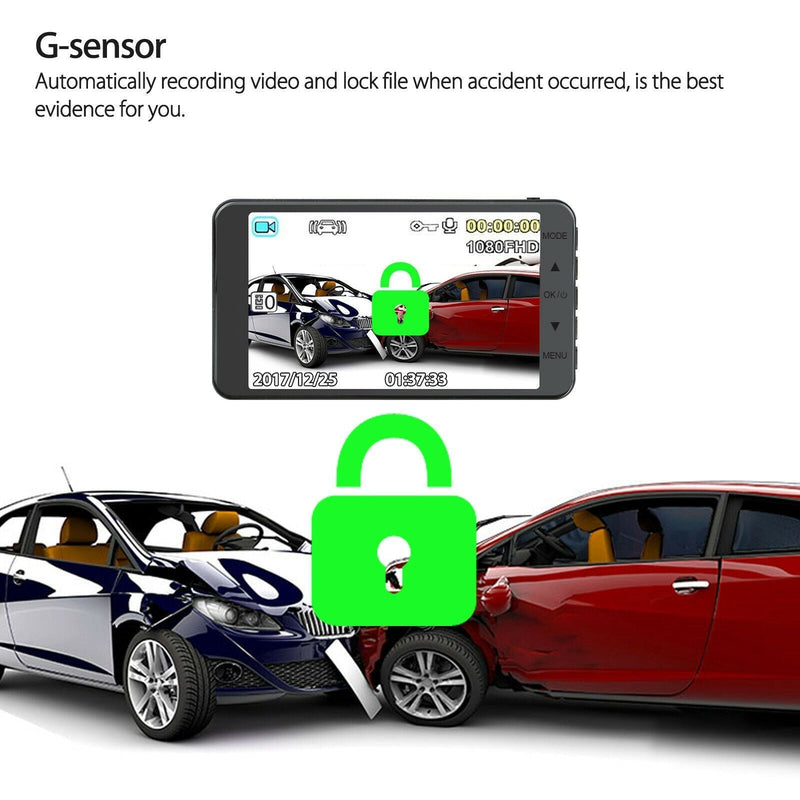 4" Vehicle HD 1080P Car Dashboard DVR Camera Video Recorder G-Sensor Dash Cam US